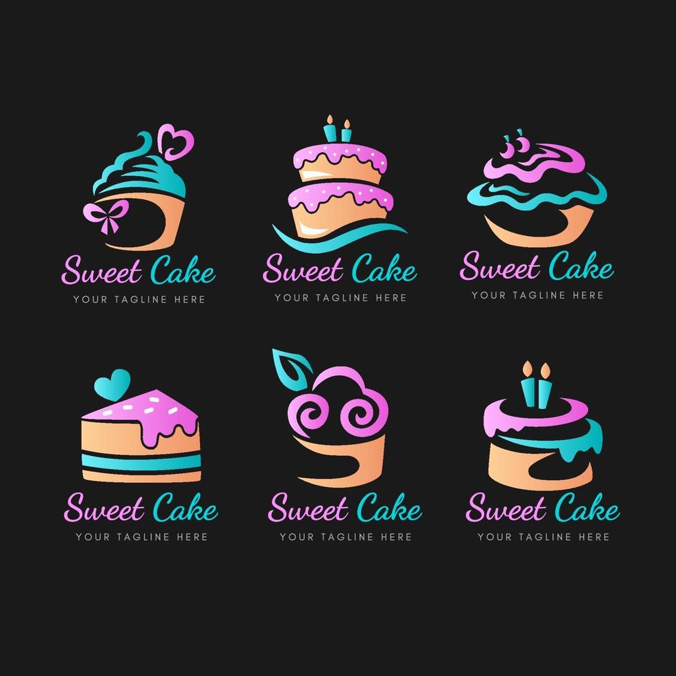 cake logo collectie in verloop vector