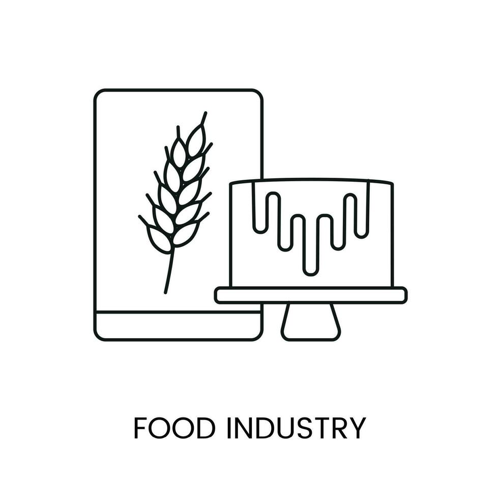 icoon van de gebruik van honing in de voedsel industrie, een vector illustratie van meel verpakking en taart.