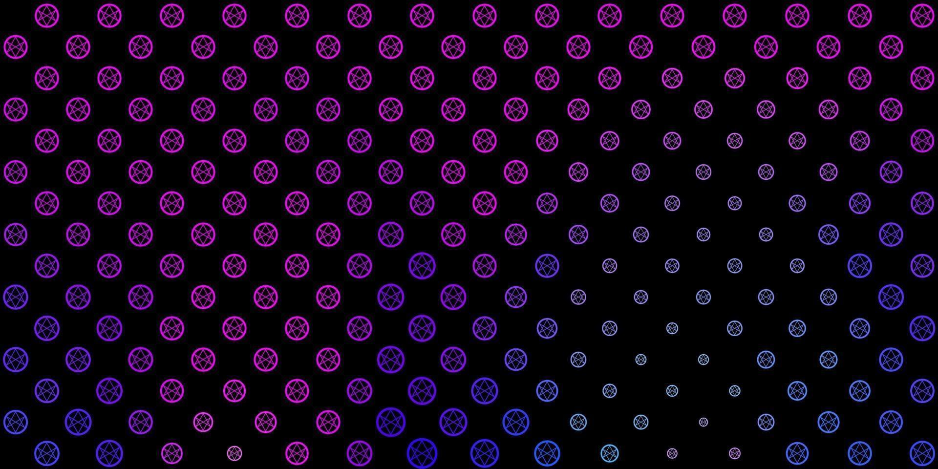 donkerblauwe, rode vectorachtergrond met mysteriesymbolen. vector