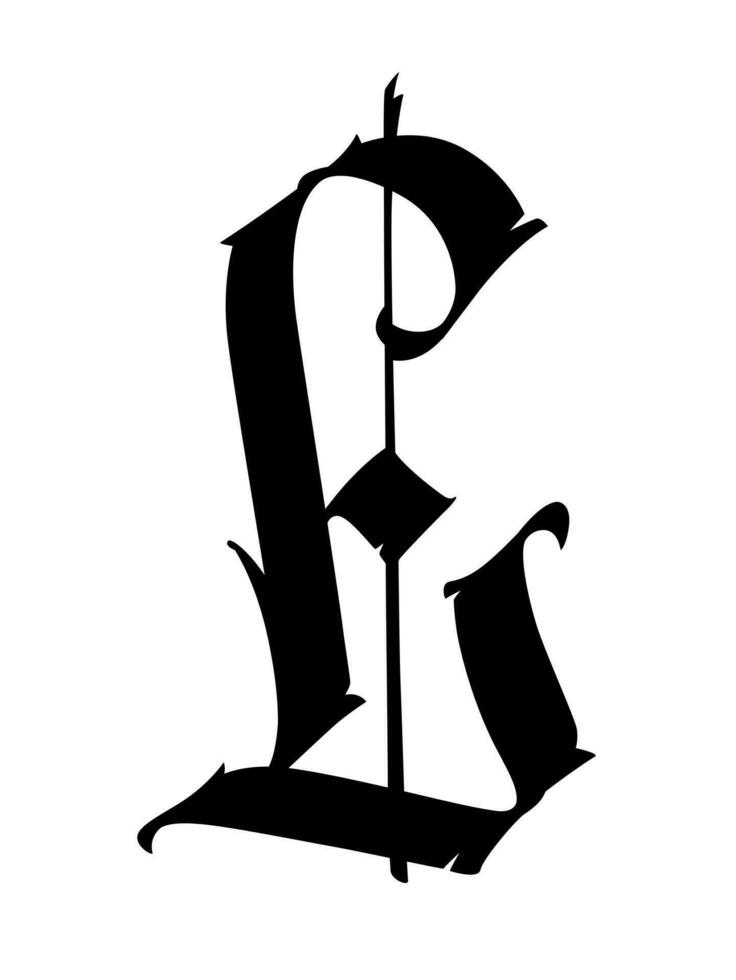 gotisch middeleeuws brief. symbool voor logos en ontwerp projecten. vector