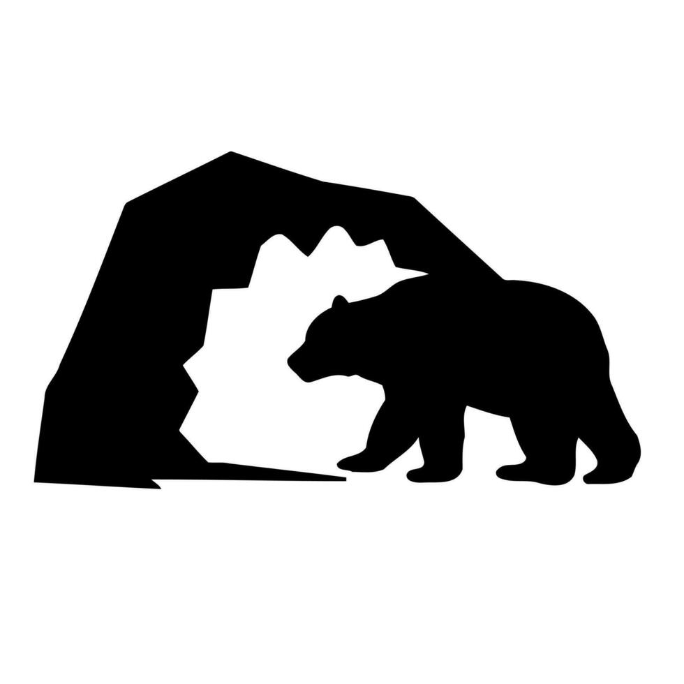 dier zoogdier bruin beer binnengaan een grot zwart vector