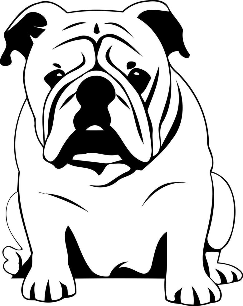 hond bulldog dier in zwart en wit vector