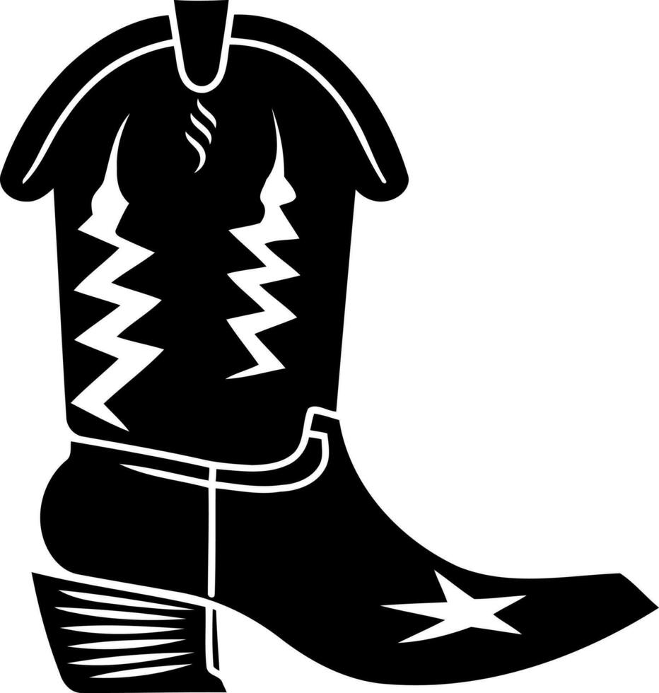 zwart en wit silhouet cowboy bagageruimte schoen vector