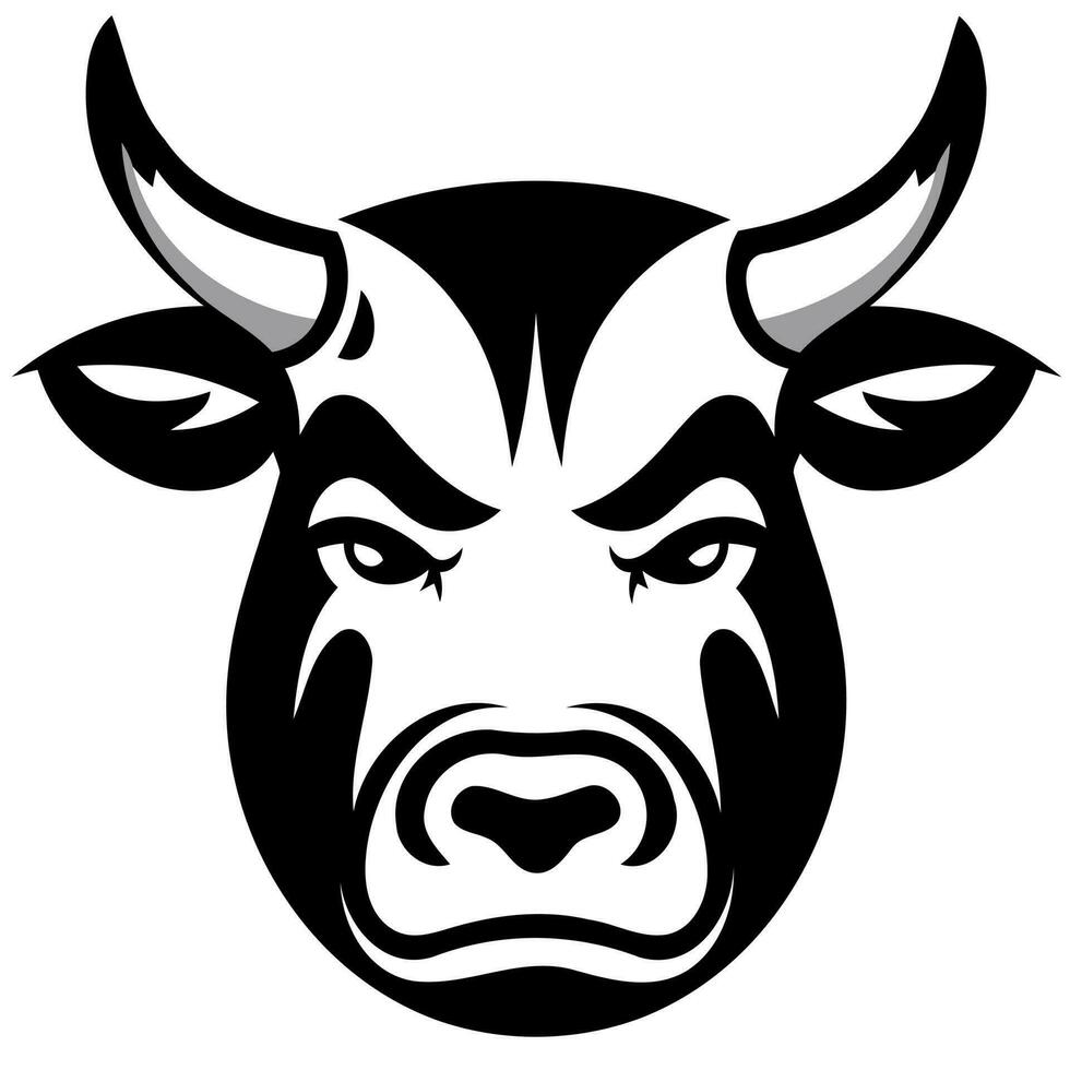 zwart en wit koe hoofd logo vector