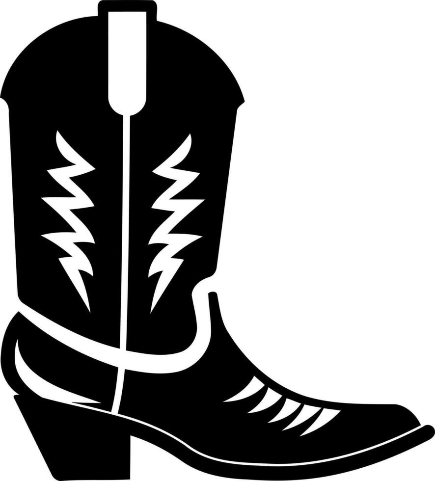 zwart en wit silhouet cowboy bagageruimte schoen vector