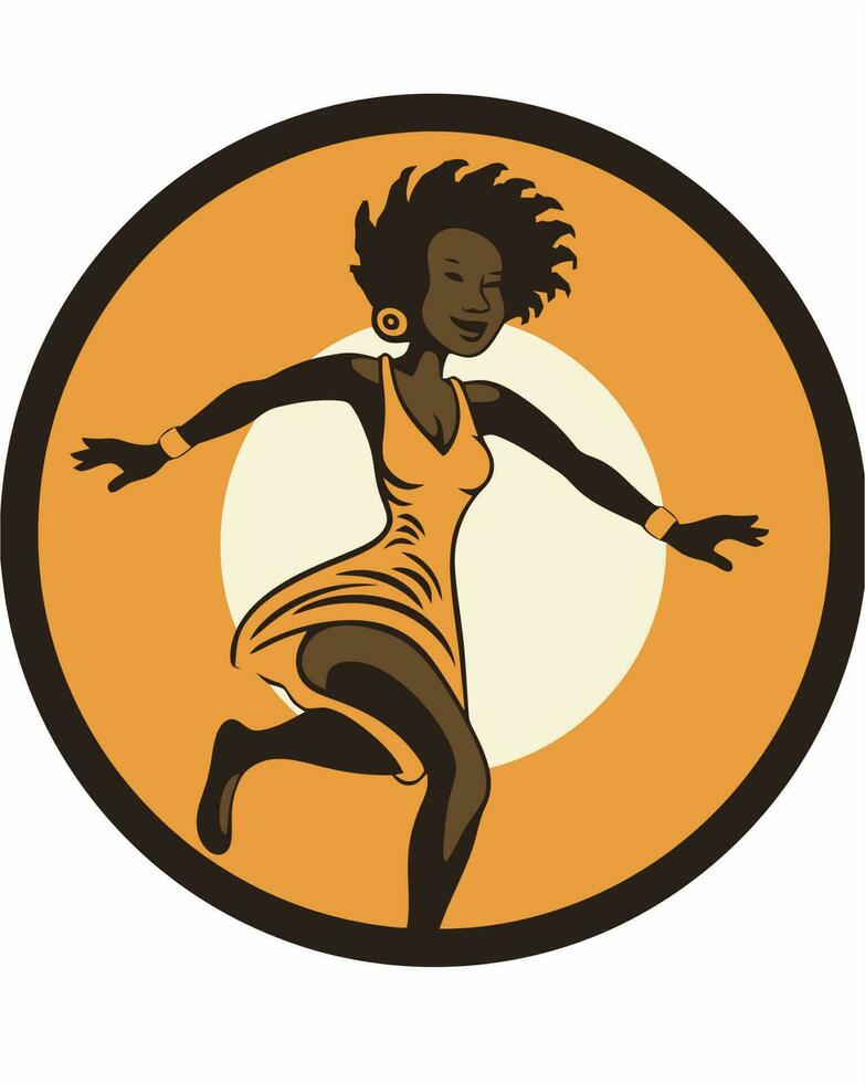 zwart meisje rennen logo vector