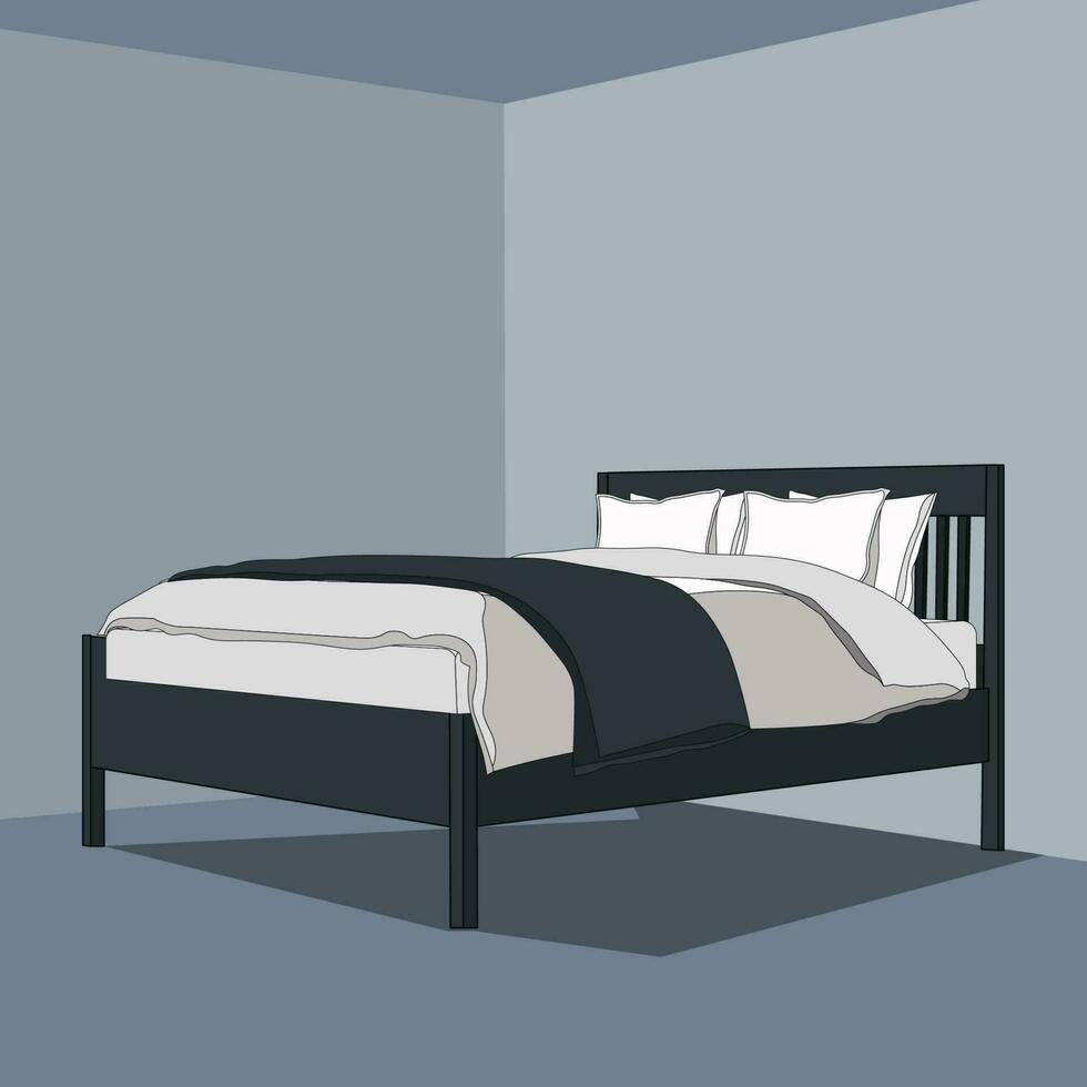 bed in leeg kamer vector