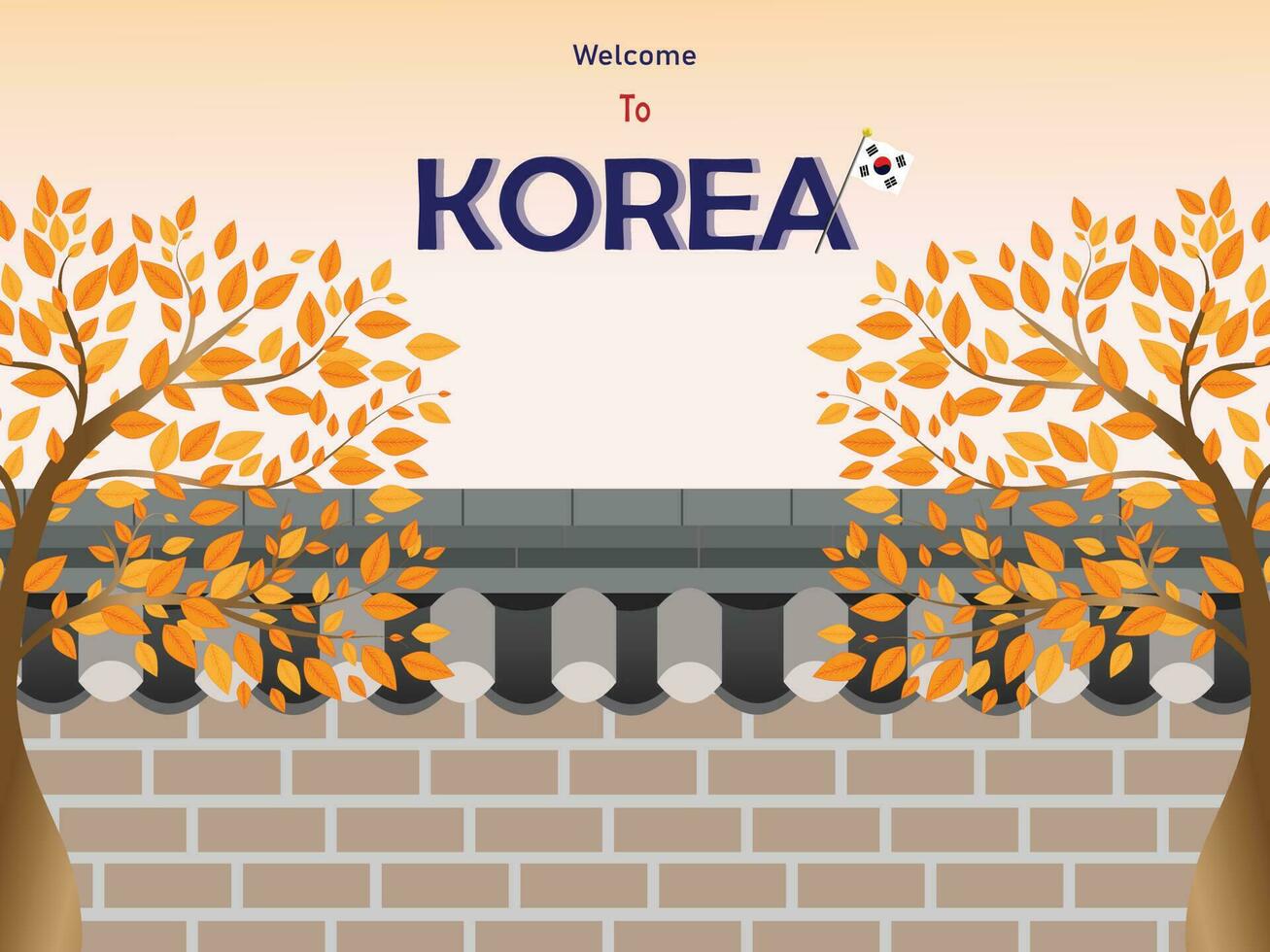 Korea herfst achtergrond stijl. Welkom naar herfst seizoen in Korea. vector