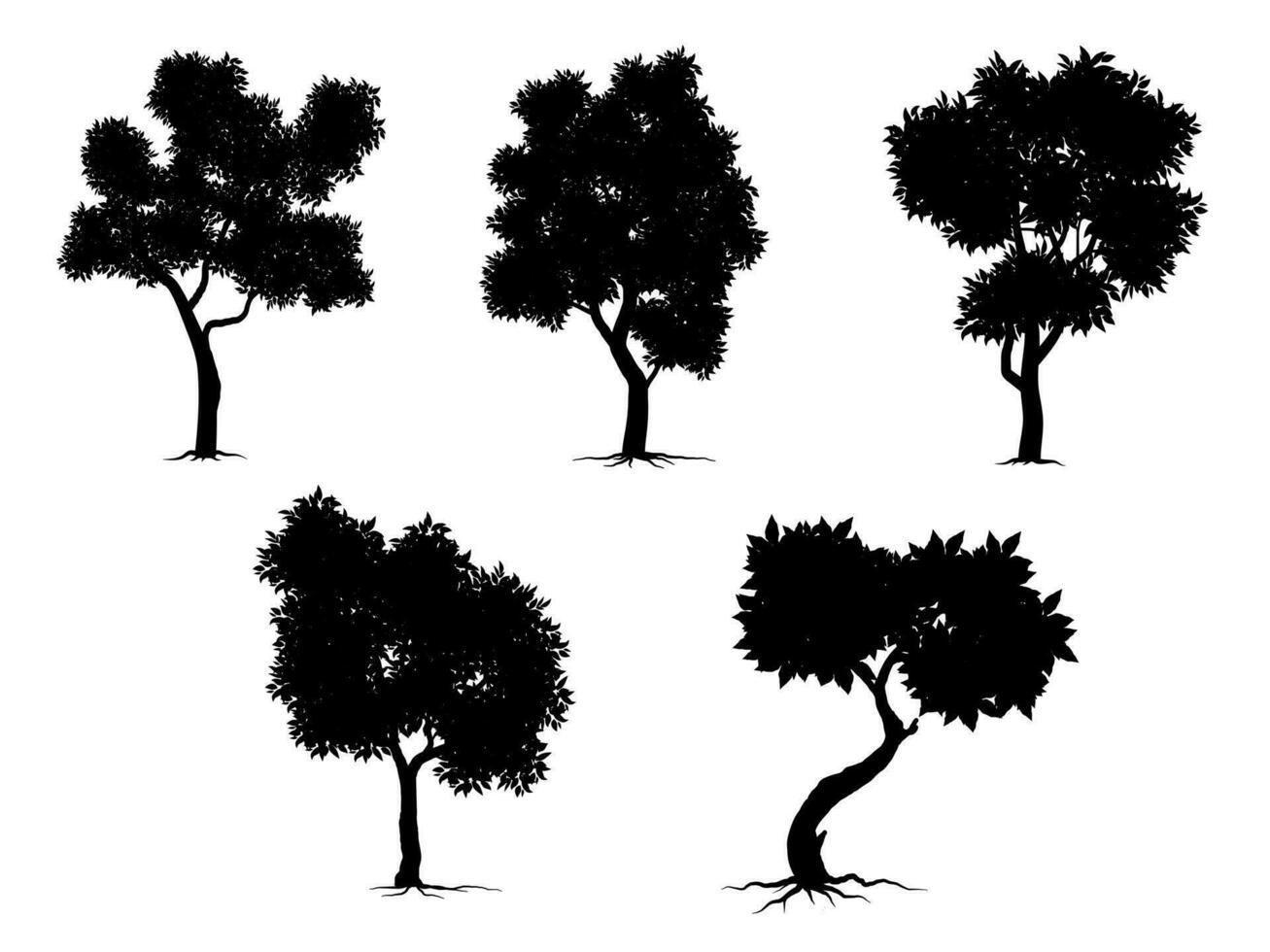 verzameling geïsoleerd boom symbool silhouet stijl Aan wit achtergrond. kan worden gebruikt voor uw werk. vector
