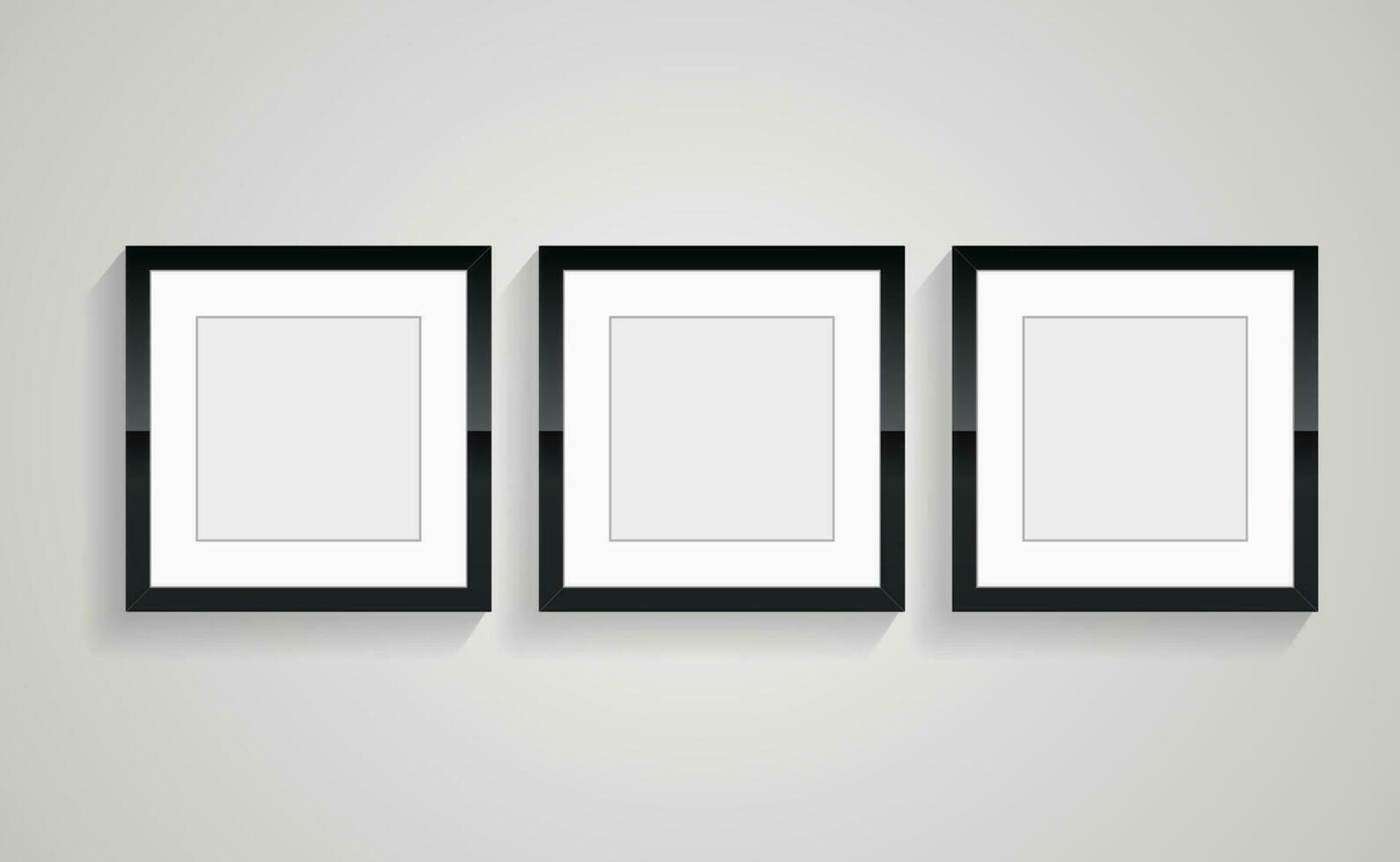 groepen van realistisch rechthoek blanco zwart afbeelding kaders met schaduw verzameling geïsoleerd Aan de wit muur vector