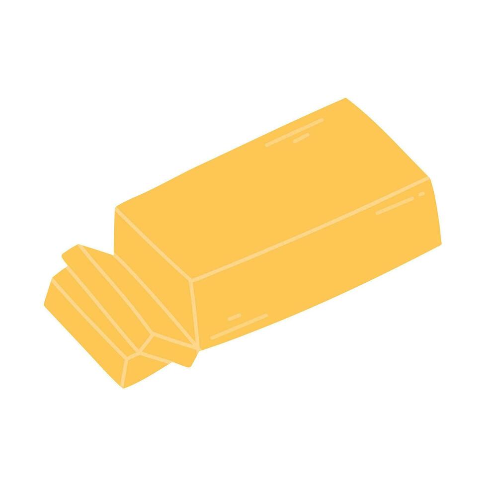een stuk van boter geïsoleerd Aan een wit achtergrond. vector illustratie. vlak stijl. hand- getrokken boter. melk Product.