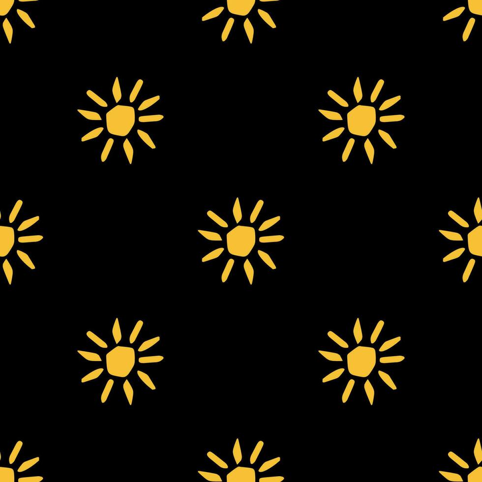 naadloos patroon met zon illustratie Aan zwart achtergrond vector