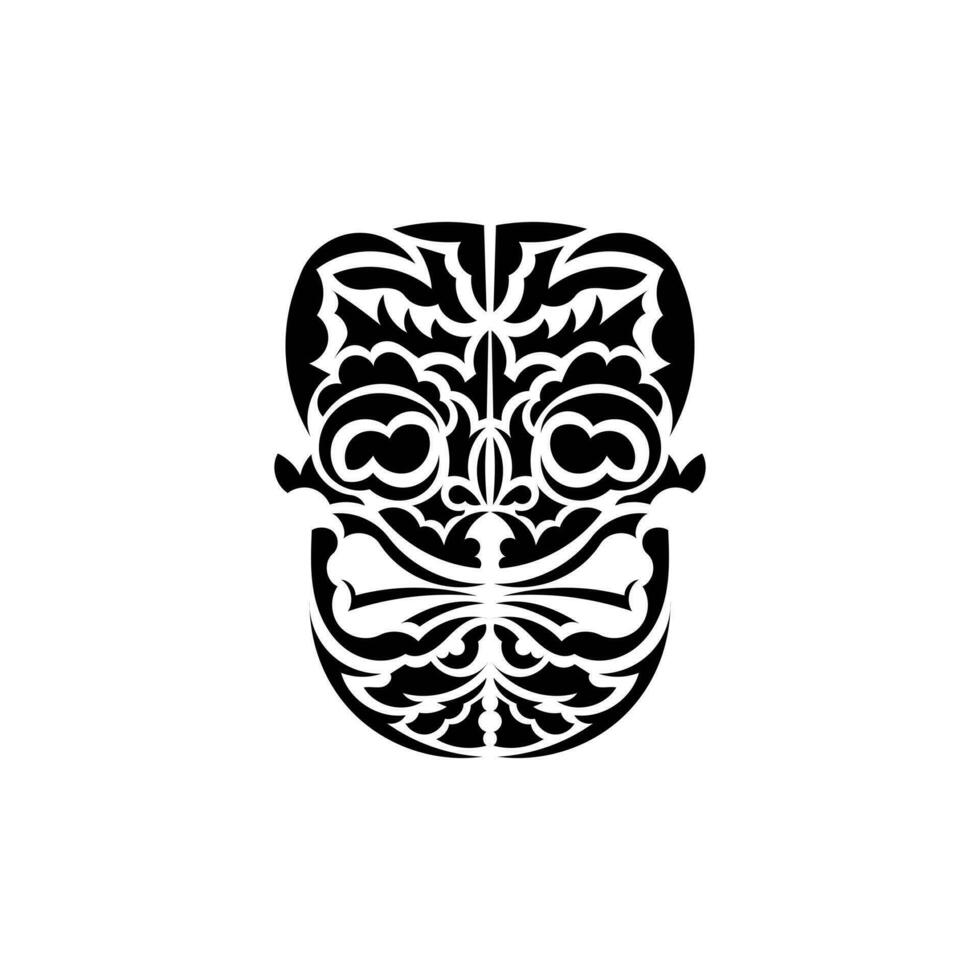 de gezicht van een viking of ork. traditioneel totem symbool. zwart ornament. vector over- wit achtergrond.