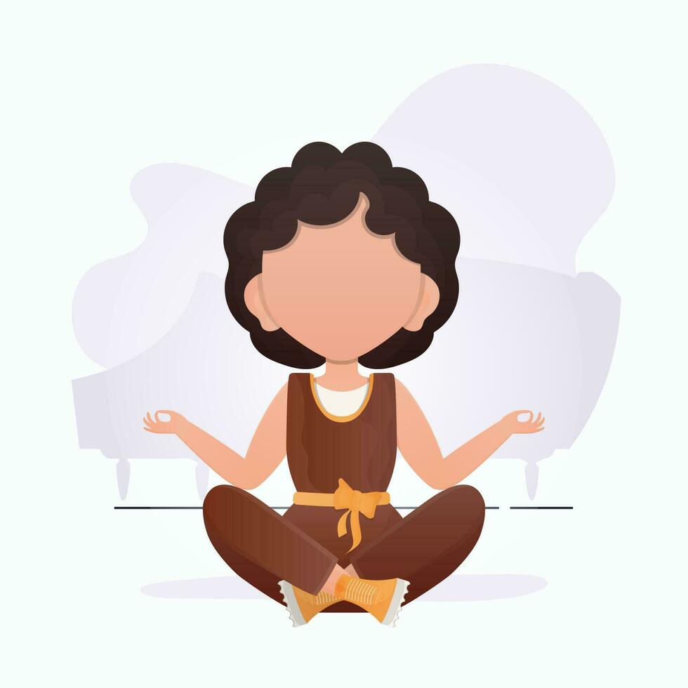 weinig meisje is mediteren. kinderen meditatie. vector illustratie.