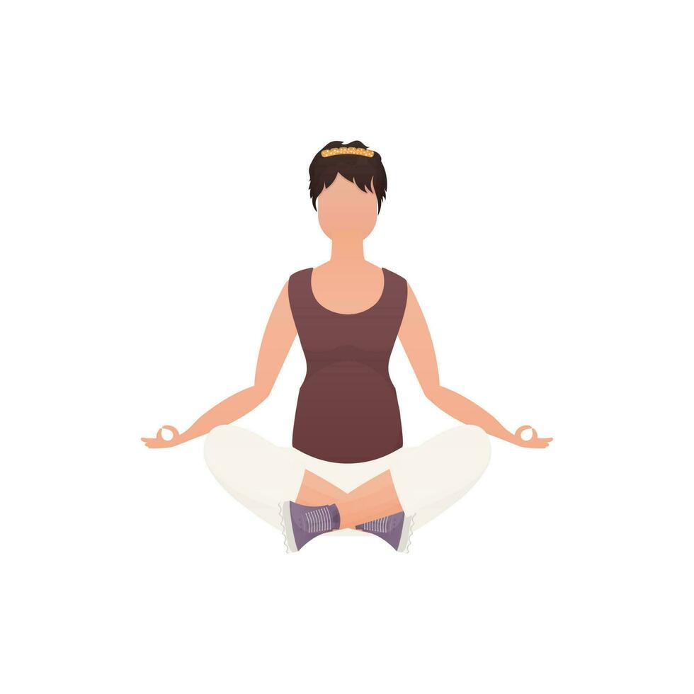 vrouw aan het doen yoga. geïsoleerd. tekenfilm stijl. vector