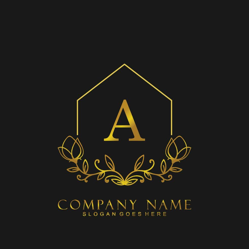 brief een echt landgoed logo concept. vrouwelijk stijl alfabet met bloemen in de logo sjabloon. brieven en alfabet voor uw logo ontwerp. vector