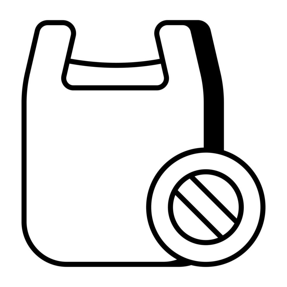 conceptuele lineair ontwerp icoon van plastic zak verboden vector