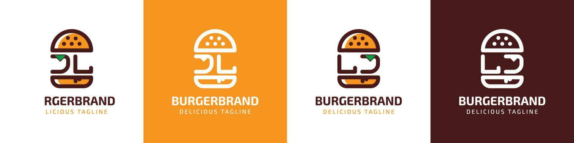 brief jl en lj hamburger logo, geschikt voor ieder bedrijf verwant naar hamburger met jl of lj initialen. vector