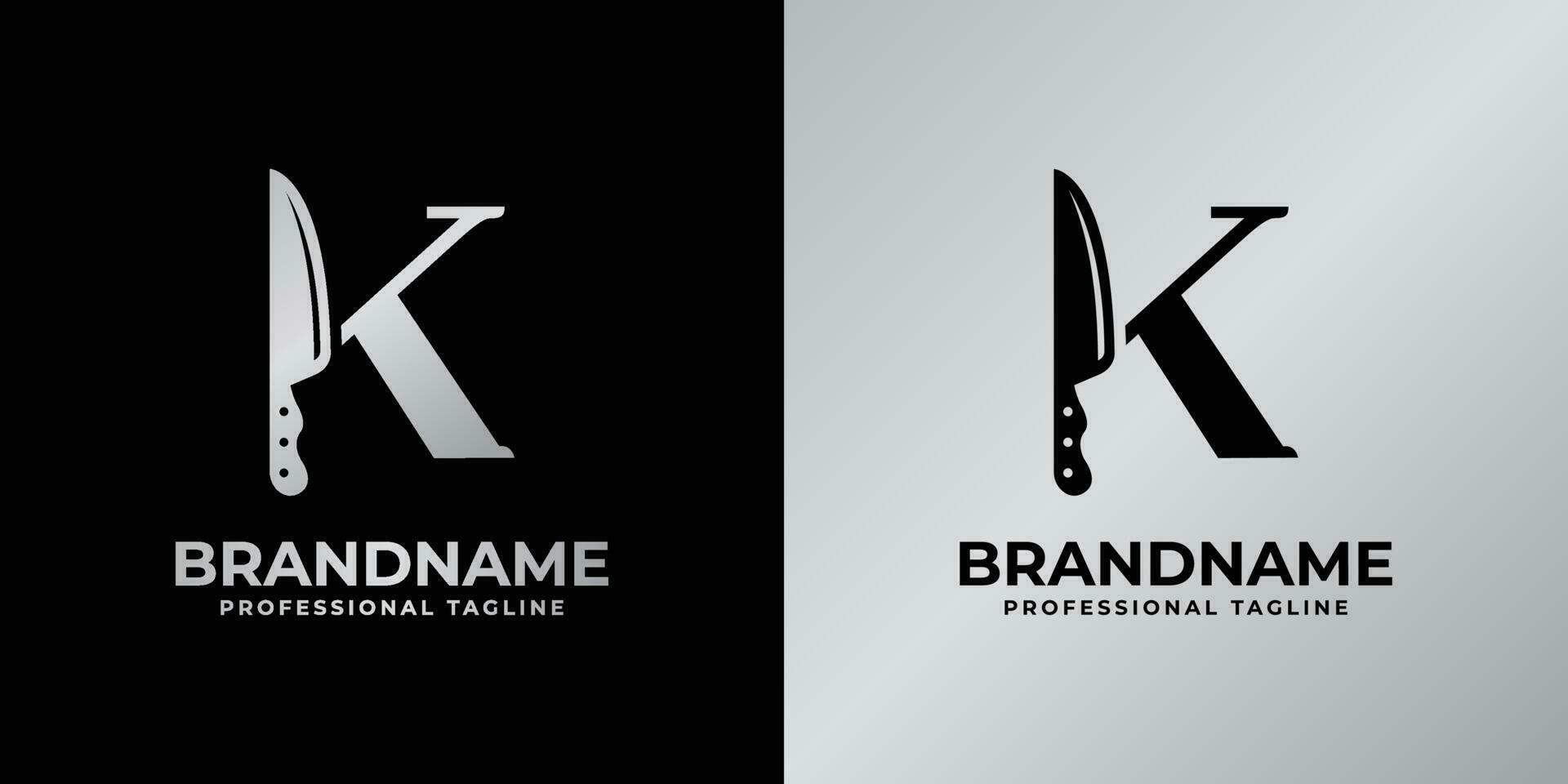 brief k mes logo, geschikt voor ieder bedrijf verwant naar mes met k voorletter. vector