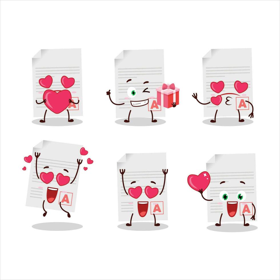 cijfers papier tekenfilm karakter met liefde schattig emoticon vector