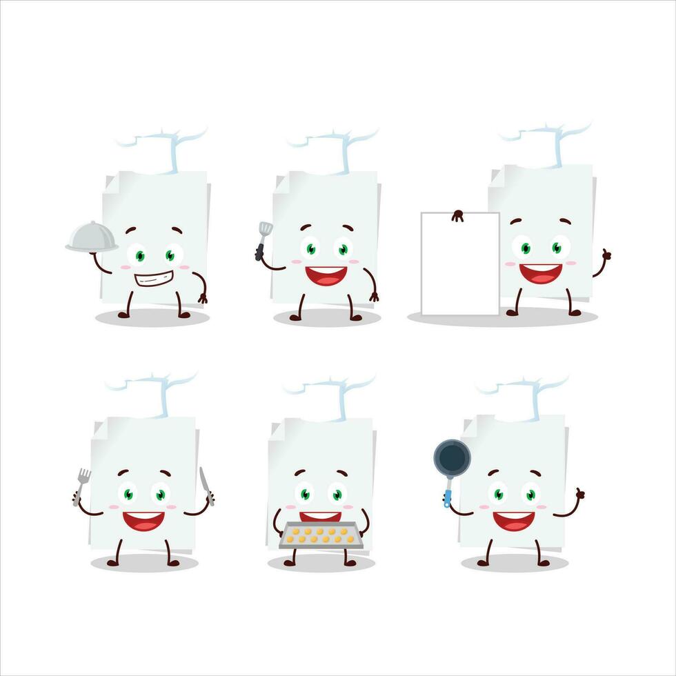 tekenfilm karakter van blanco vel van papier met divers chef emoticons vector