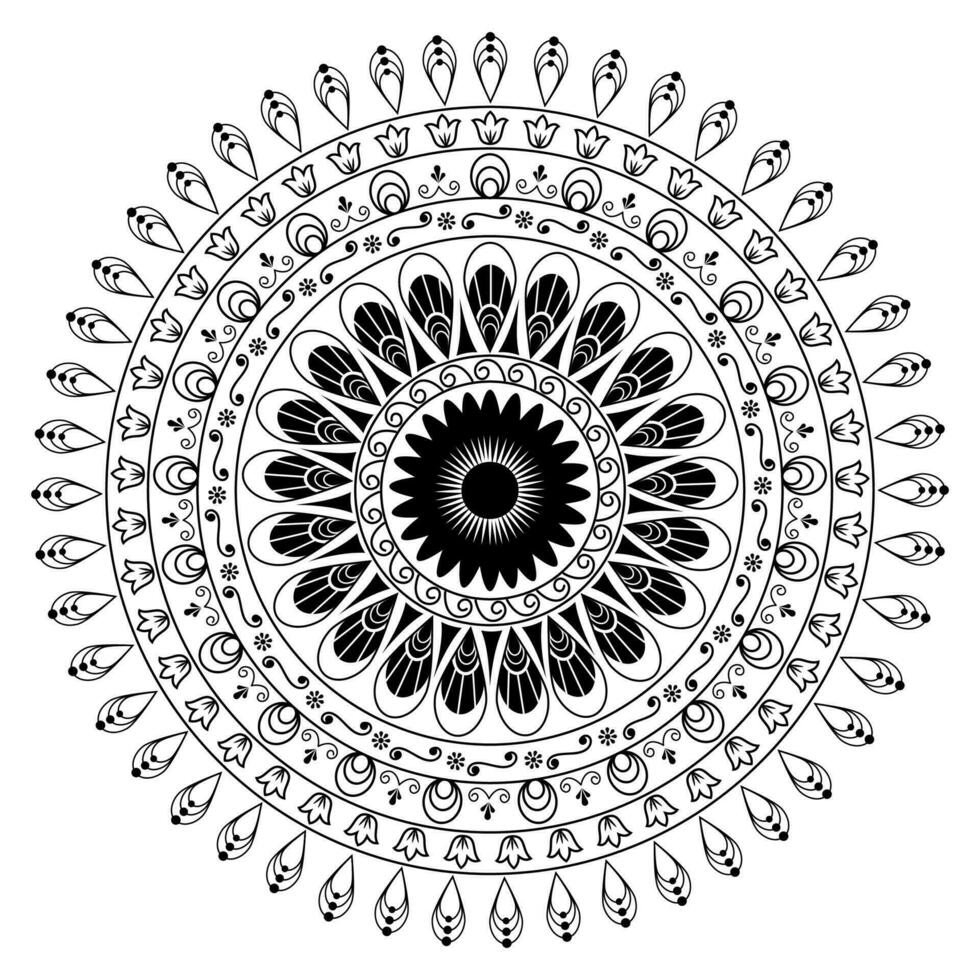 bloemen ronde kant mandala patroon ontwerp. vector
