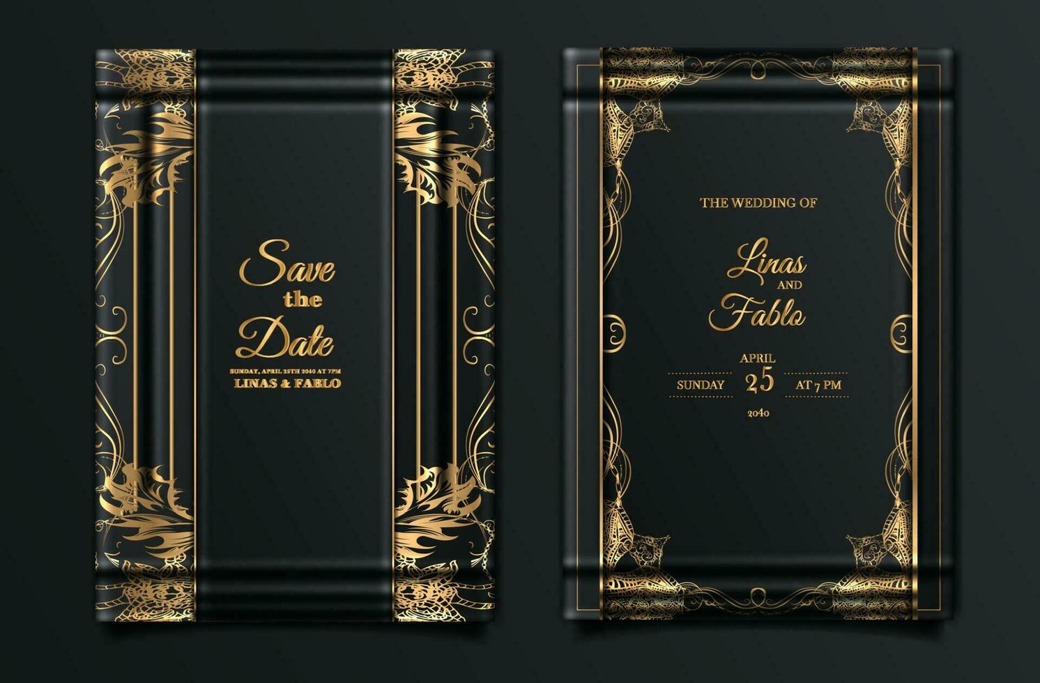 luxe elegant bruiloft uitnodiging ontwerp reeks vector