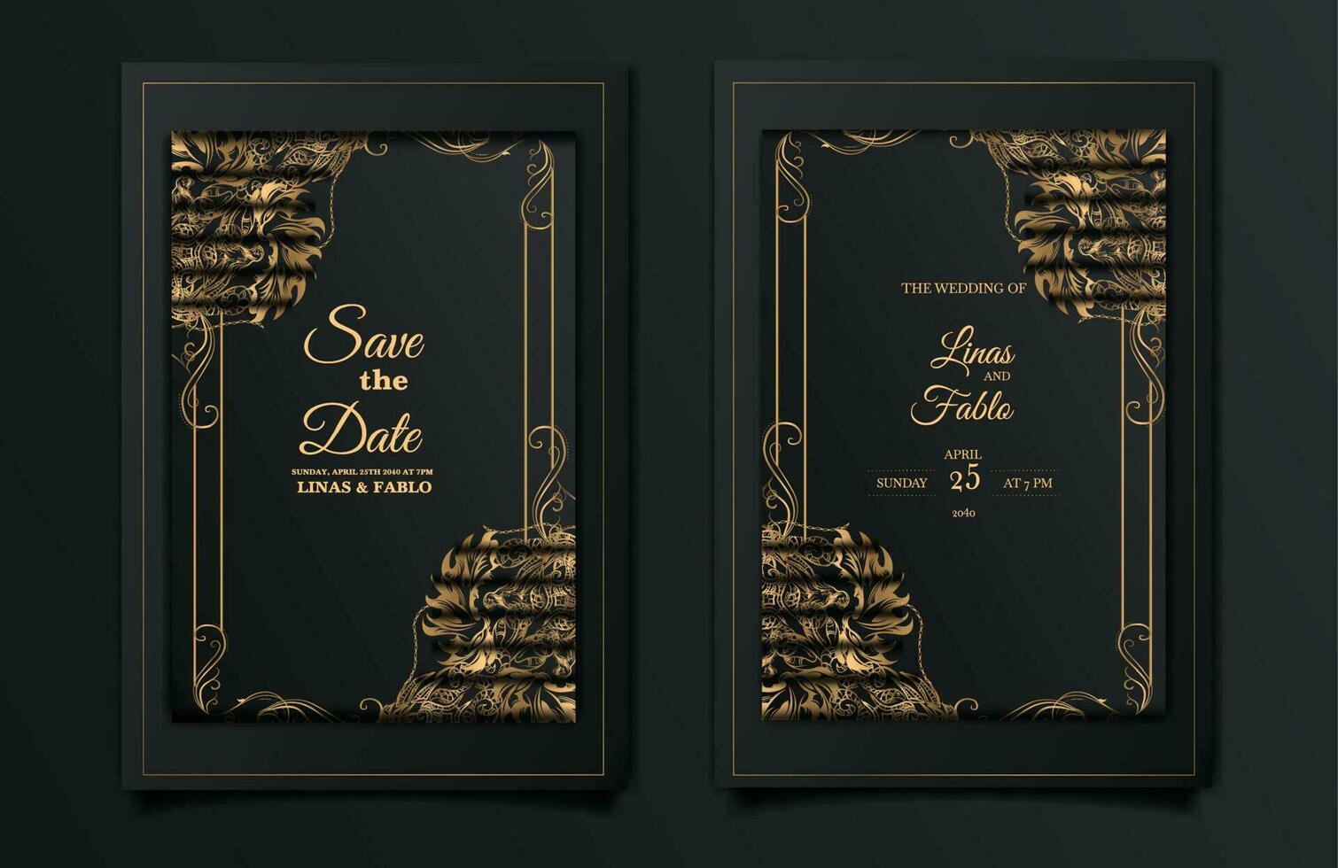 luxe elegant bruiloft uitnodiging kaart reeks vector