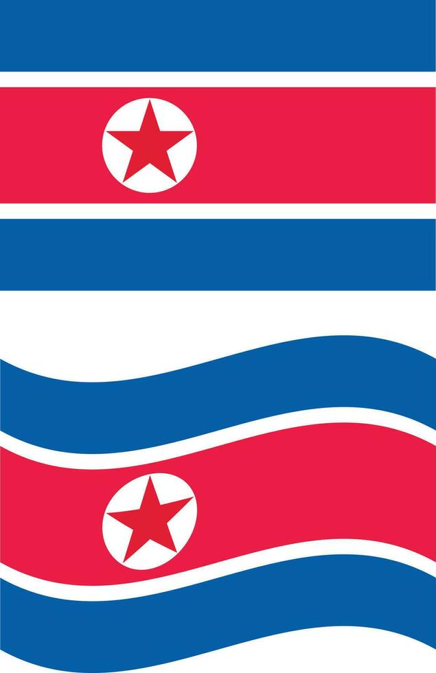 golvend vlag van noorden Korea. noorden Korea vlag Aan wit achtergrond. vlak stijl. vector