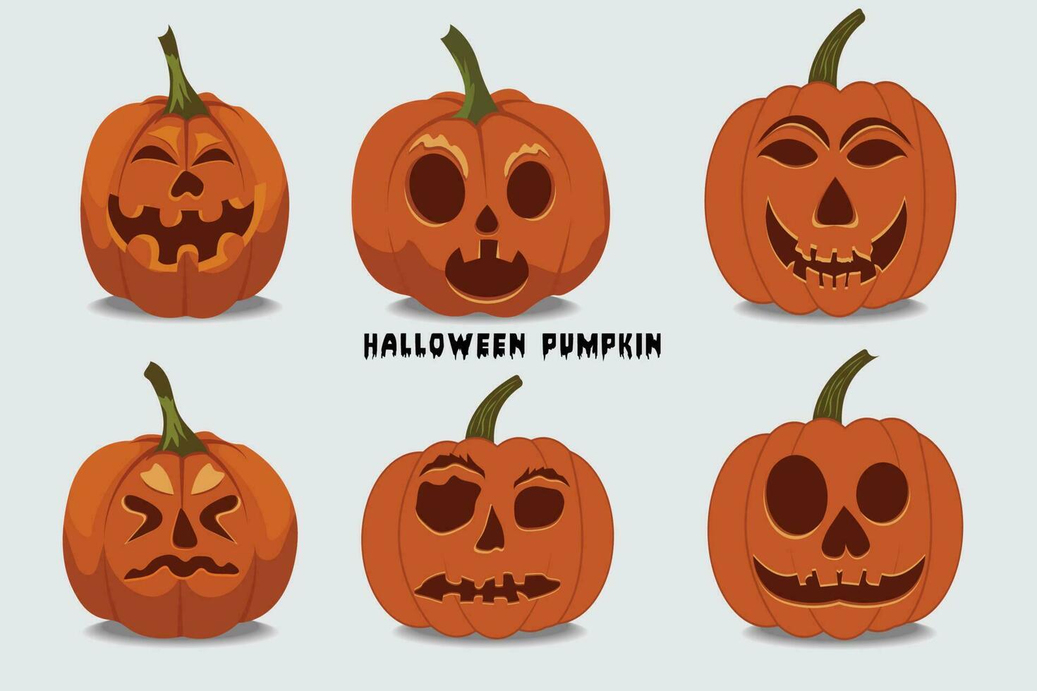 hand- getrokken ontwerp halloween pompoen groot reeks verzameling vector