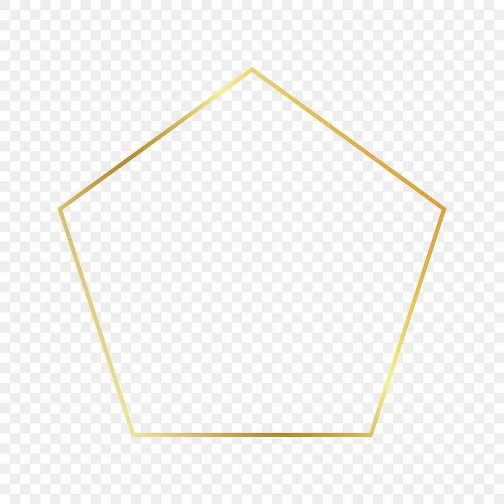 goud gloeiend Pentagon vorm kader geïsoleerd Aan achtergrond. glimmend kader met gloeiend Effecten. vector illustratie.