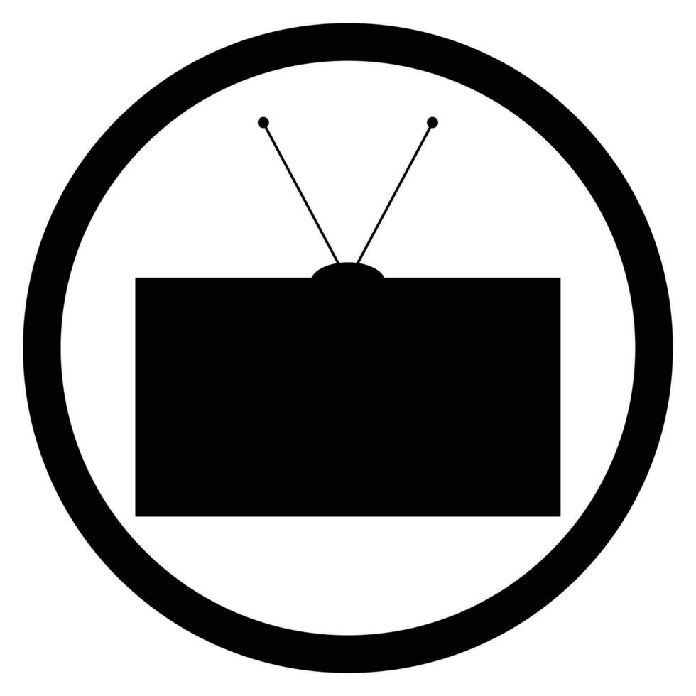 TV icoon zwart wit. televisie en TV scherm, aan het kijken TV en TV icoon, oud TV of retro TV. TV elektronisch televisie scherm en technologie Scherm apparatuur. vector vlak ontwerp illustratie
