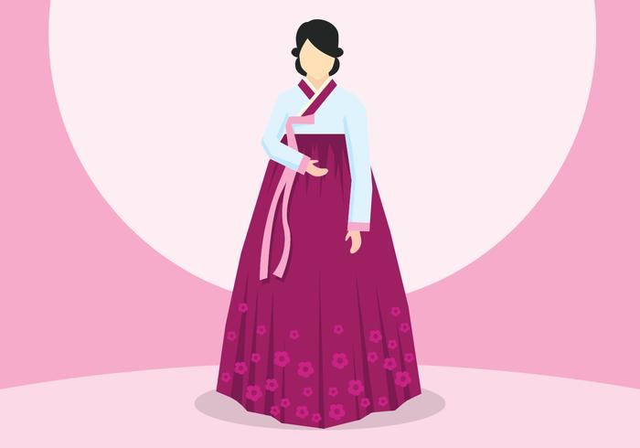 Dame In Hanbok-illustratie vector