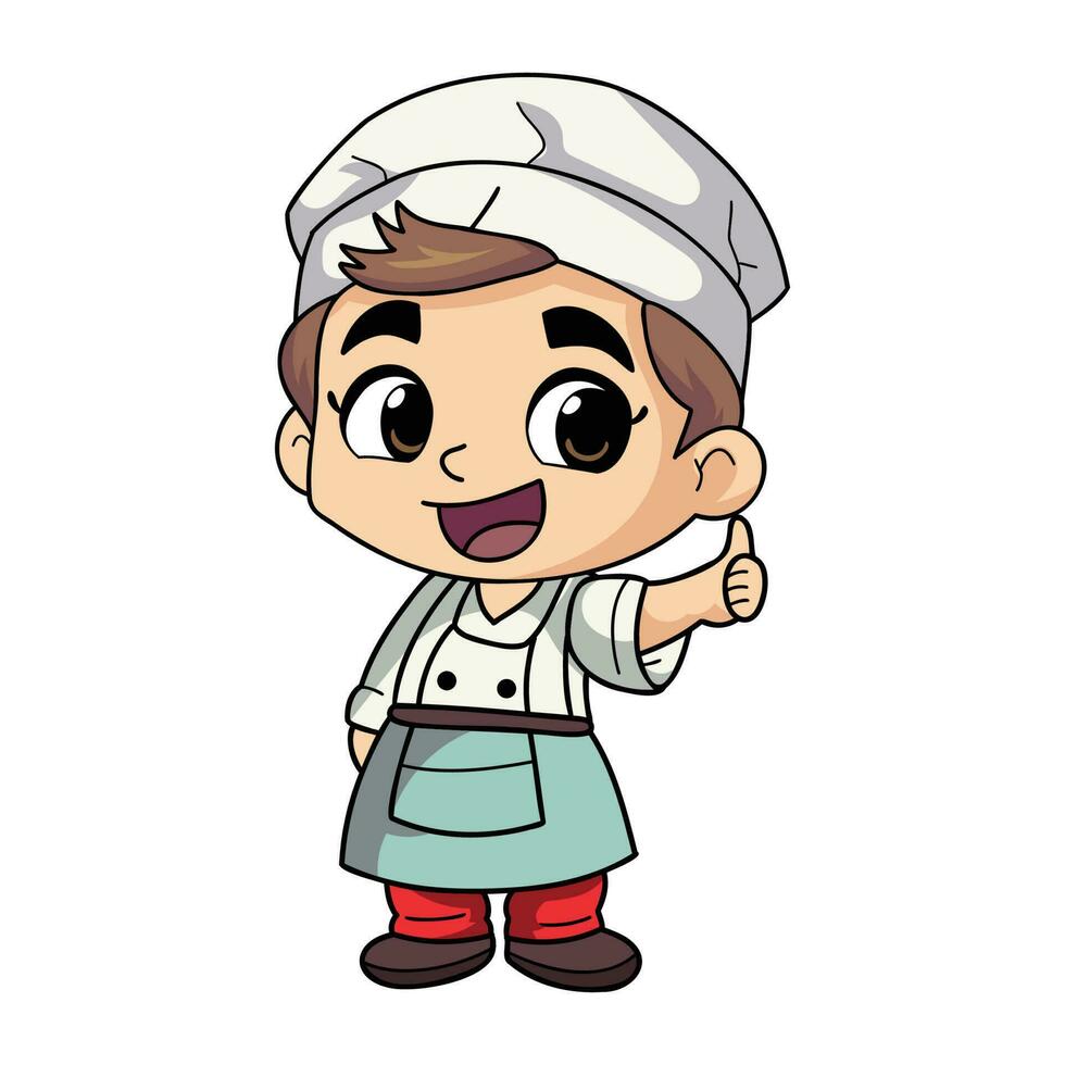 gelukkig chef mannetje karakter illustratie in tekening stijl vector