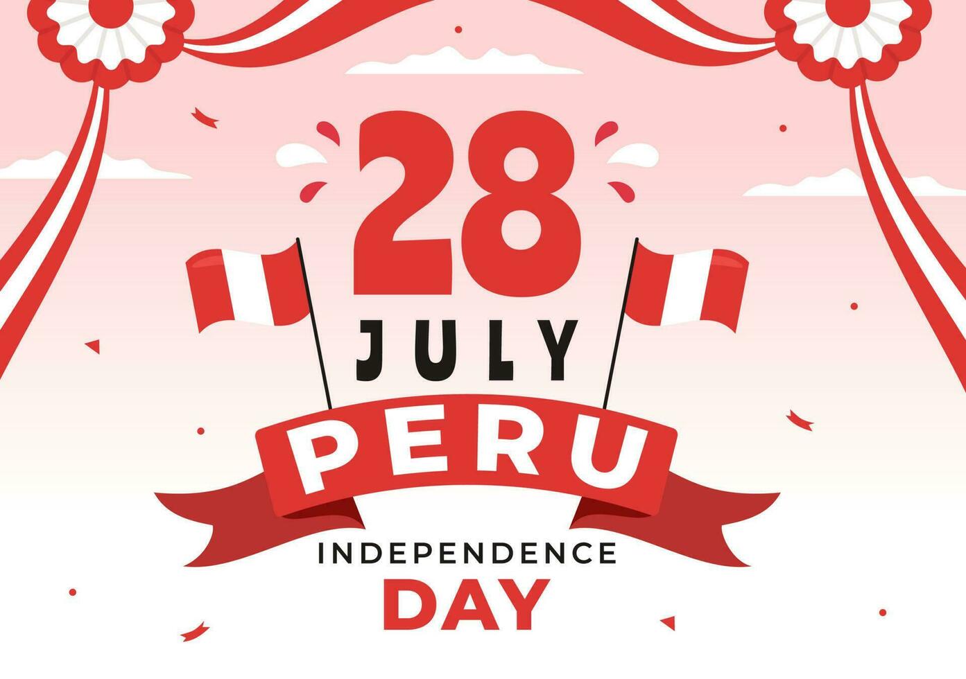 Peru onafhankelijkheid dag vector illustratie Aan juli 28 met golvend vlag in nationaal vakantie vlak tekenfilm hand- getrokken landen bladzijde achtergrond Sjablonen