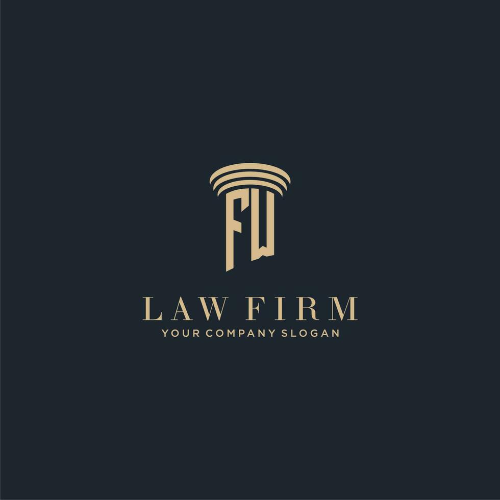 fw eerste monogram advocatenkantoor logo met pijler ontwerp vector