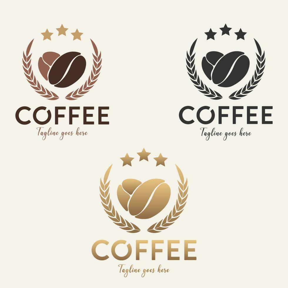 koffie logo ontwerp -creatief concept van koffie bonen - koffie kop logo embleem - koffie winkel vector