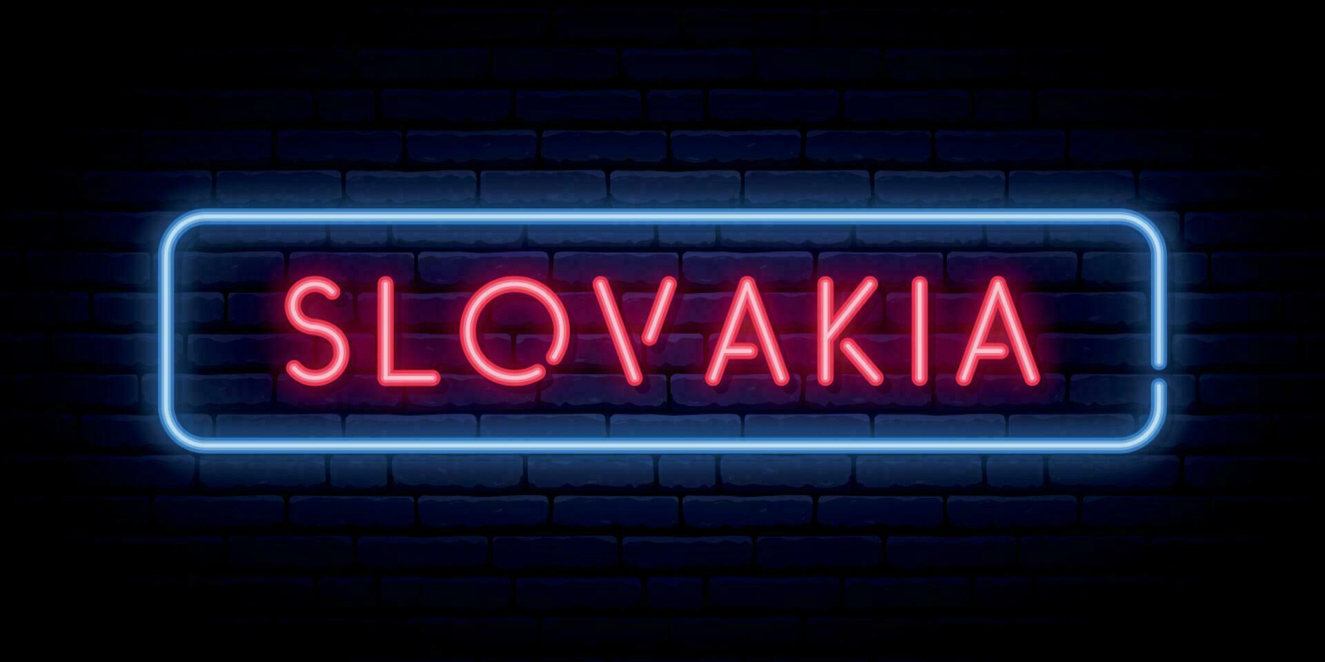 Slowakije neon teken. helder licht uithangbord. vector