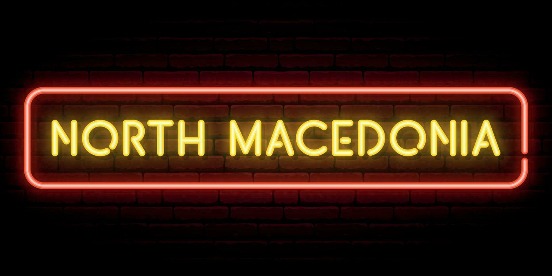 noorden Macedonië neon teken. helder licht uithangbord. vector