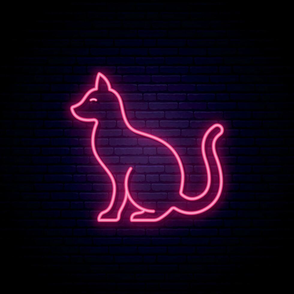 roze kat neon teken. nacht helder neon embleem. gloeiend roze kat icoon. vector