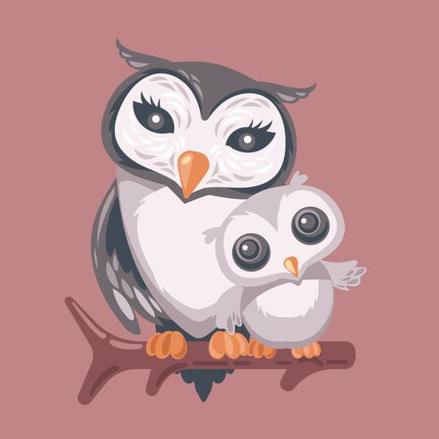 Mama Owl die haar baby knuffelt vector