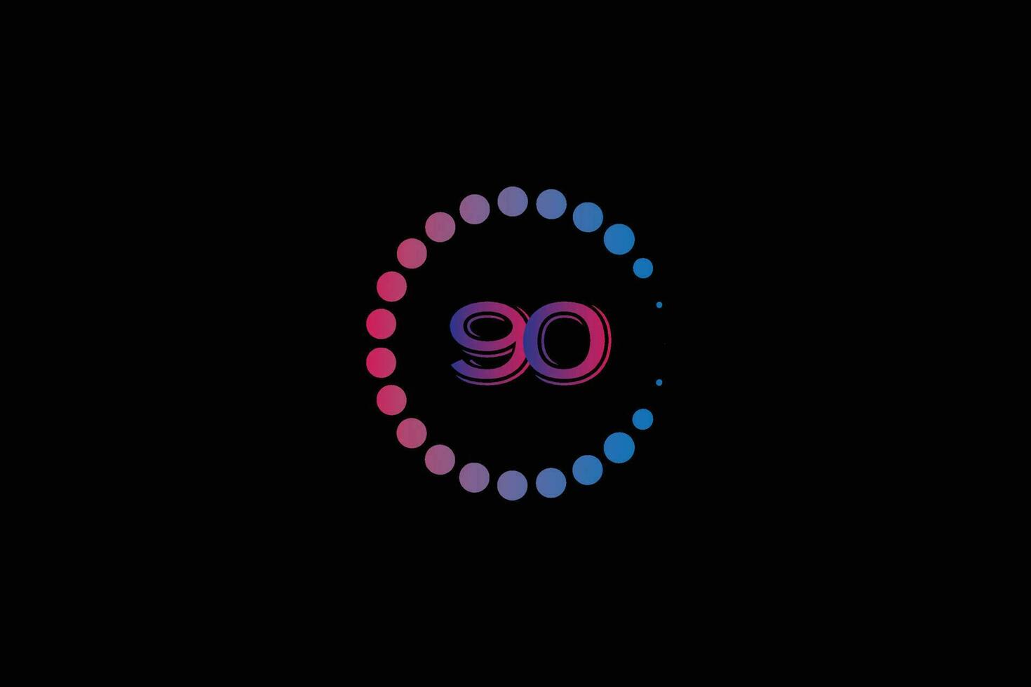 90 aantal en brief eerste logo ontwerp sjabloon vector illustratie.