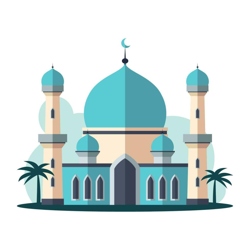 moskee gebouw illustratie vlak stijl ontwerp vector