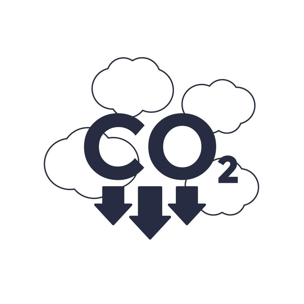 co2, koolstof emissie vermindering vector illustratie