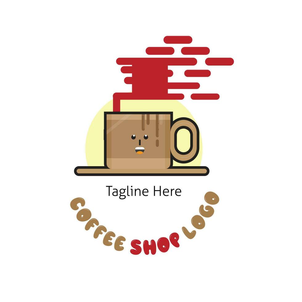 schattig koffie kop logo vector illustratie met dummy tekst Aan wit achtergrond.