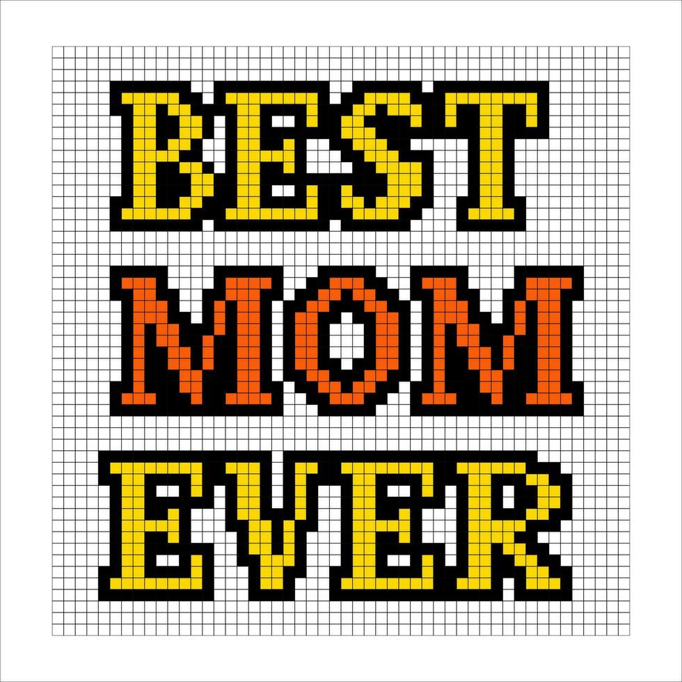 nostalgisch typografisch pixelart concept illustratie voor moeders dag. leuze het beste mam ooit Aan wit achtergrond met pixels. speels vector retro 90s ontwerp. perfect voor poster, kaart, banier, post