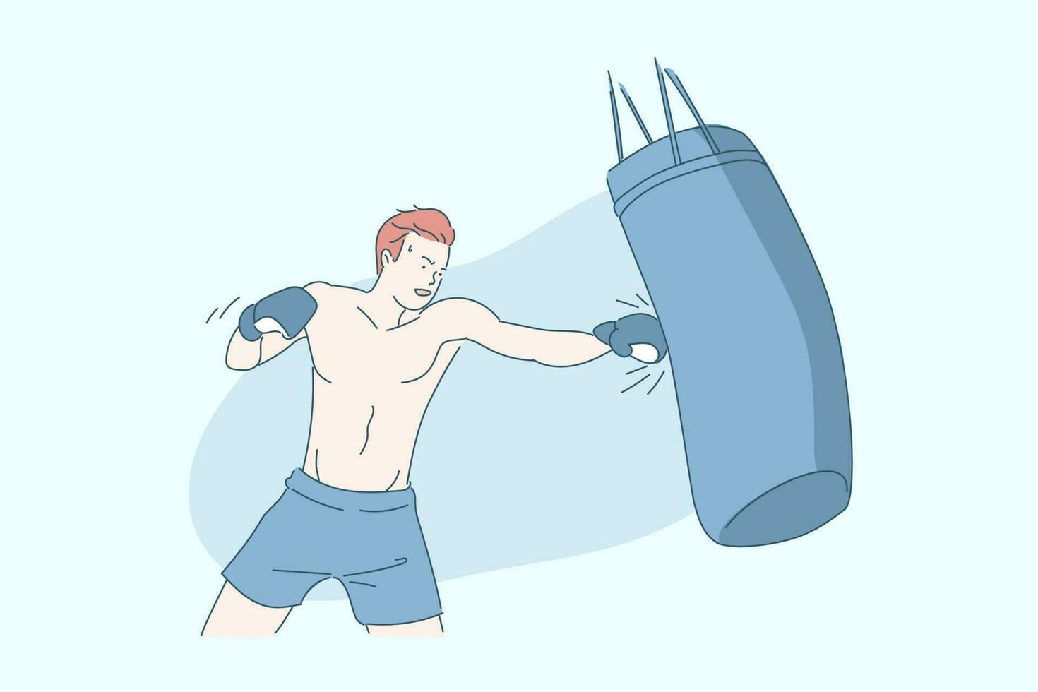 boksen, sport- opleiding, sportman met boksen zak concept vector