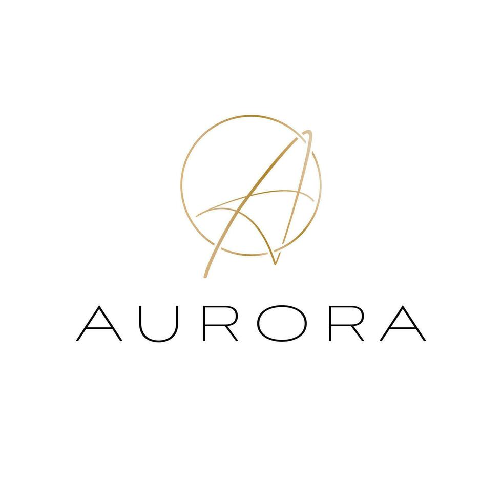 Aurora vector logo ontwerp. brief een logo. eerste modern logo sjabloon.