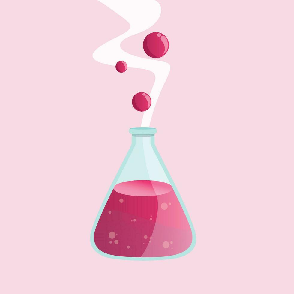erlenmeyer fles met chemisch reactie koken wetenschap vector grafisch