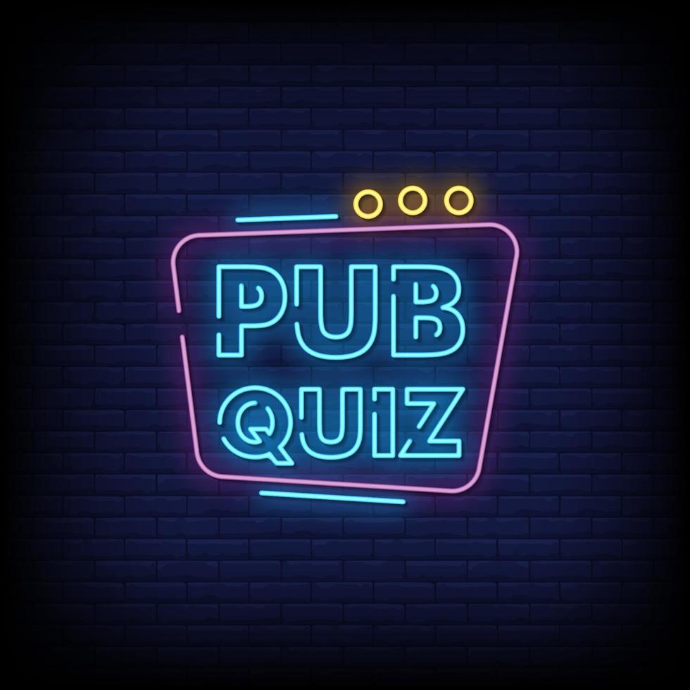 pub quiz neonreclames stijl tekst vector